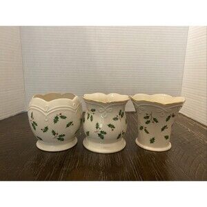 Lenox Set of 3 Holiday Votives Dimension Collection Holly And Berries
